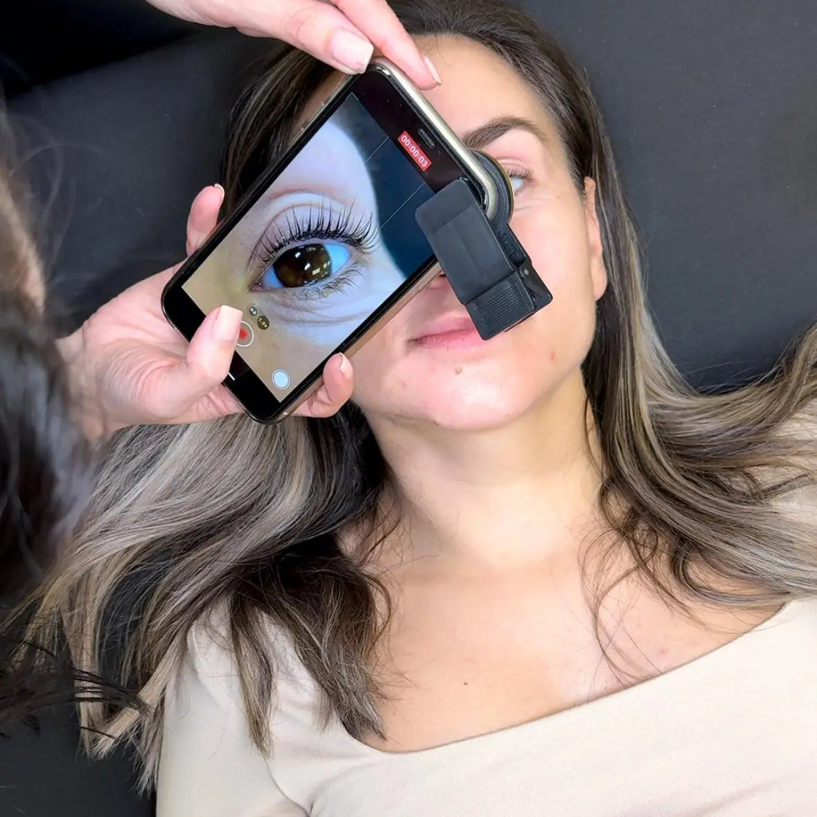 Close-up of a freshly lifted lash line captured during InLei® Lash Filler training
