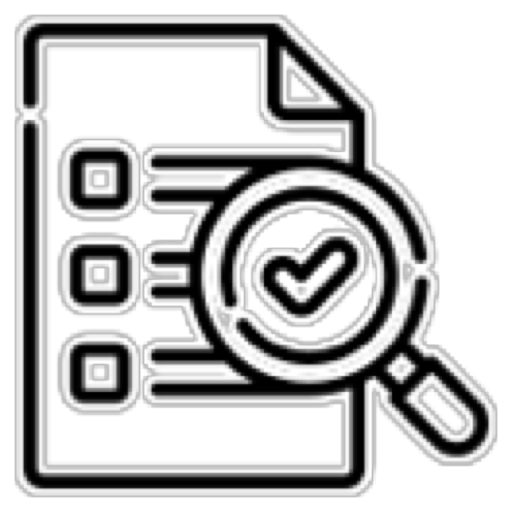 Checklist and magnifying glass icon representing business audit
