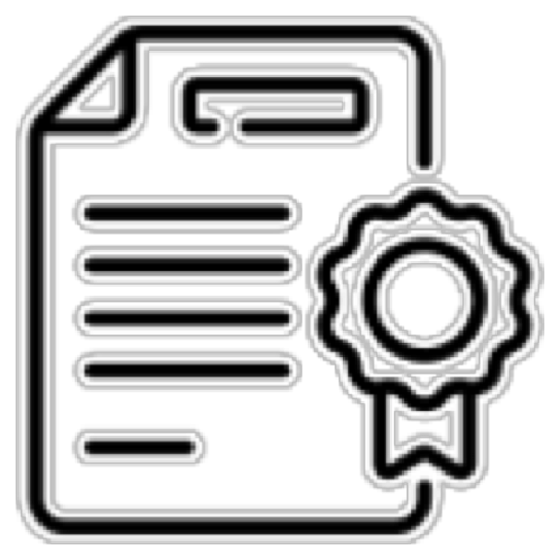 Certificate document with seal icon representing professional training certification