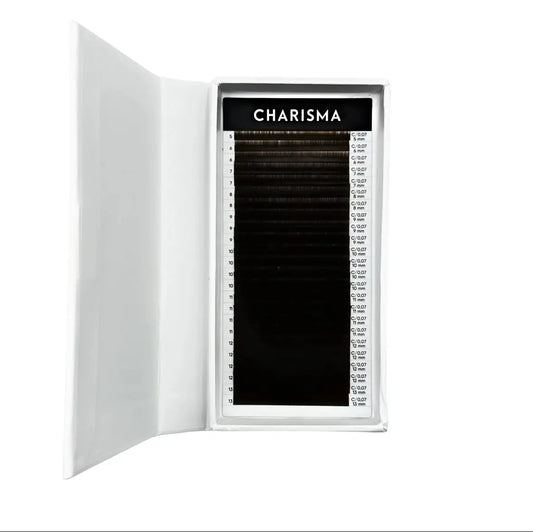 CHARISMA dark brown lash tray with 24 mixed lengths – ideal for classic, hybrid, and volume sets