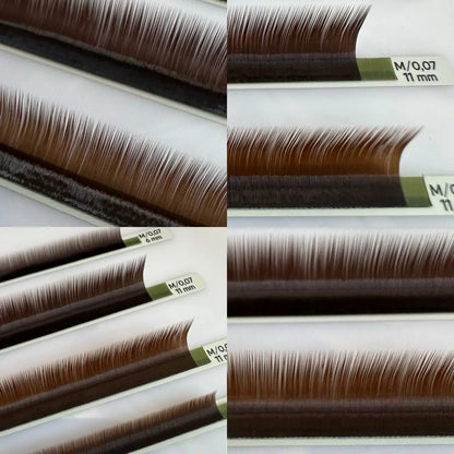 Detailed view of CHARISMA dark brown eyelash extensions – 24-line mix tray with ergonomic layout