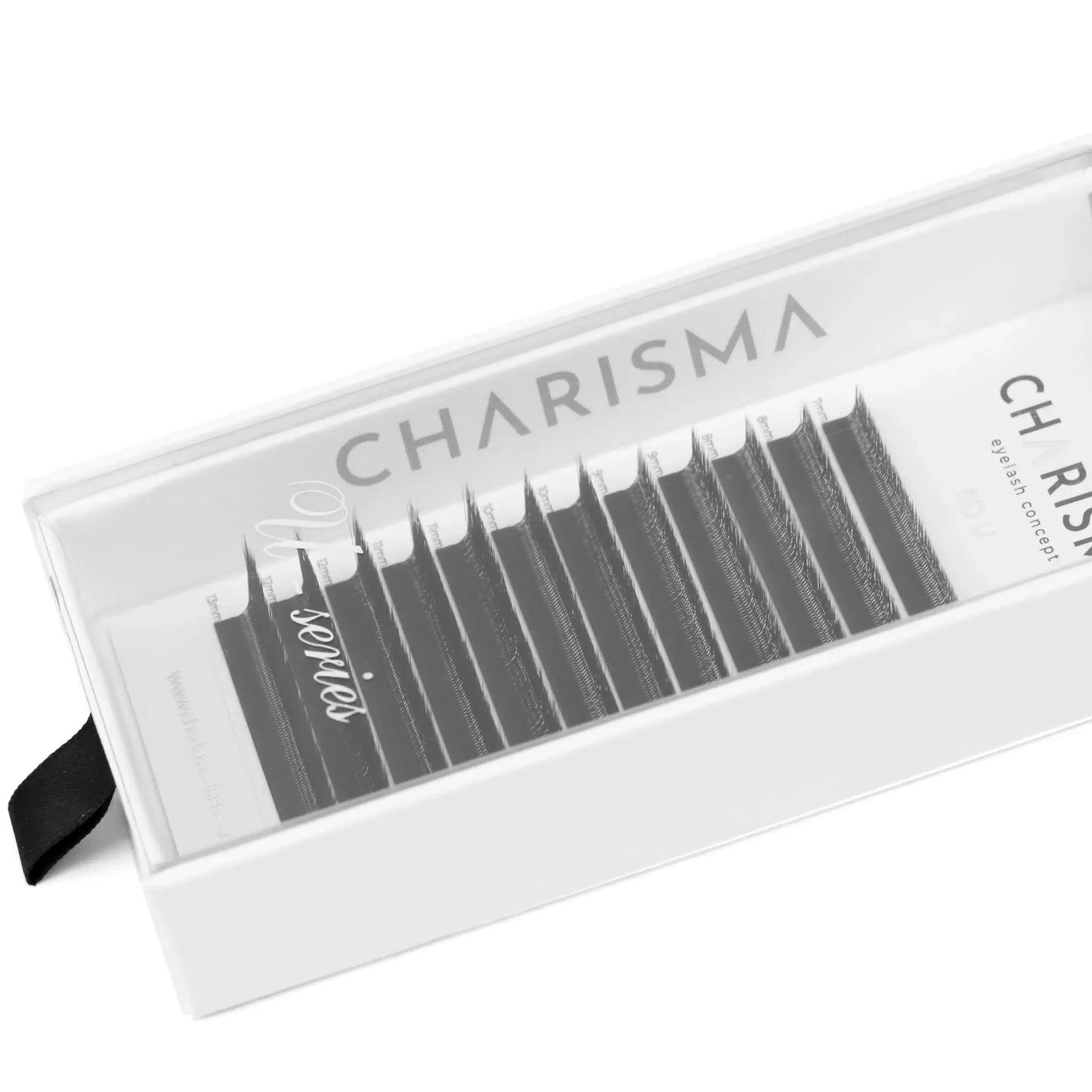 Close-up of CHARISMA SPEEDY U-Series premade fans tray for Russian Volume eyelash extensions