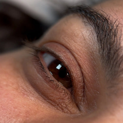 Extreme close-up of eye captured with The Lash Box Shop macro lens