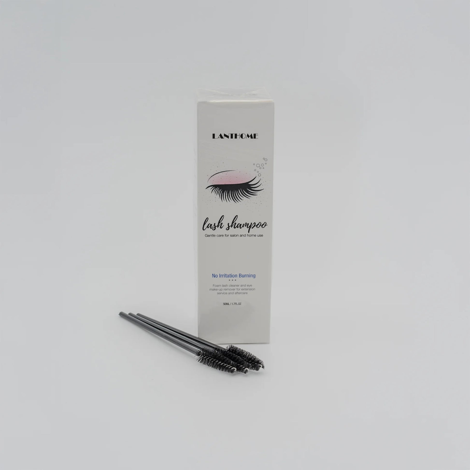Foaming lash cleanser and eyelash shampoo for extensions, gentle deep clean for natural lashes, The Lash Box Shop.