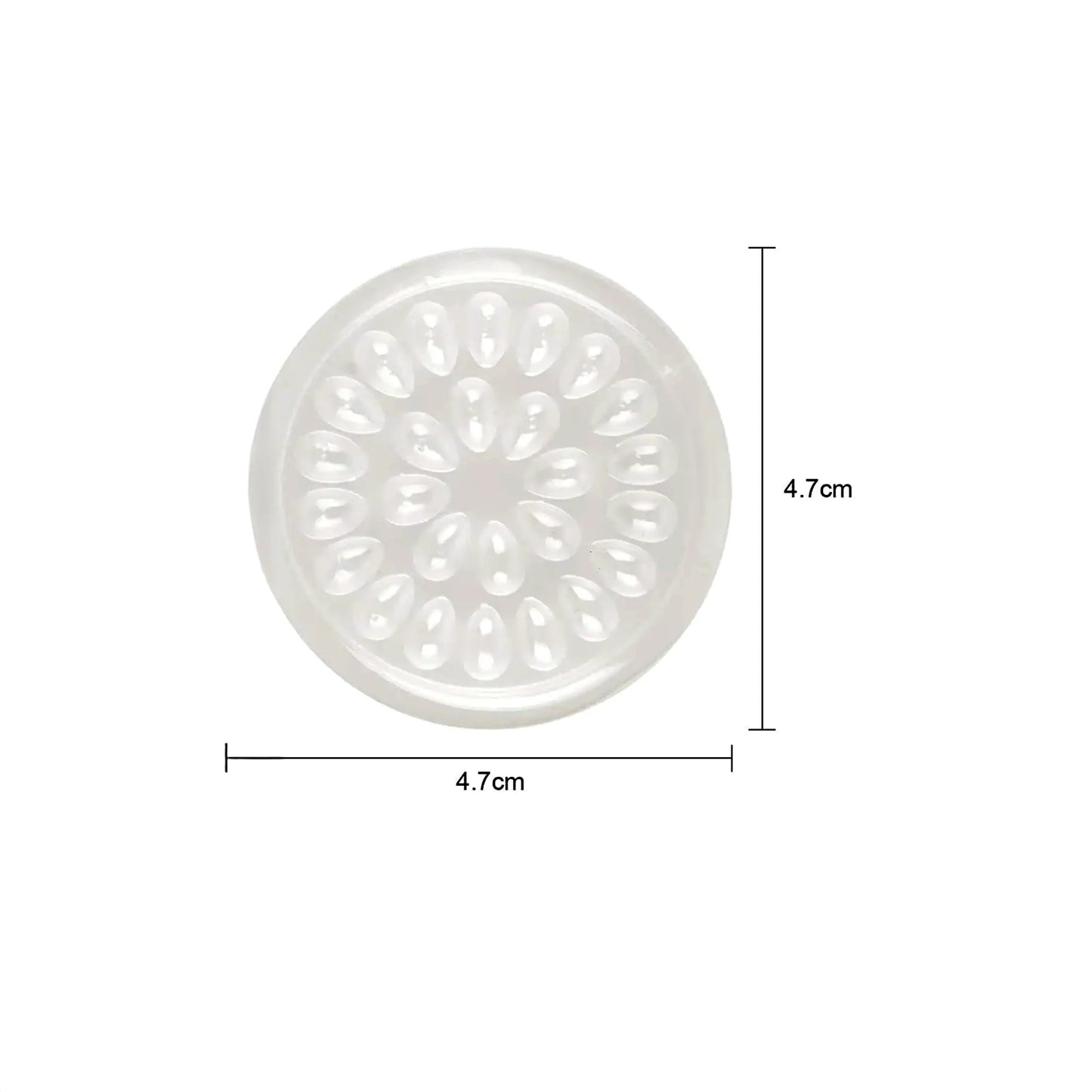 Flower glue holder for eyelash extensions with size measurements, 4.7cm diameter, ideal adhesive tool for professional lash artists, The Lash Box Shop.