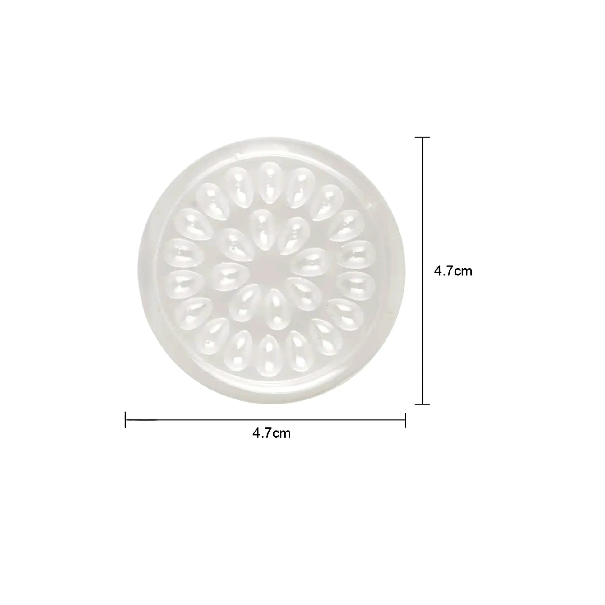 Flower glue holder for eyelash extensions with size measurements, 4.7cm diameter, ideal adhesive tool for professional lash artists, The Lash Box Shop.